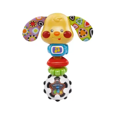 Petit chien à oreilles imprimées, hochet musical dès 3 mois