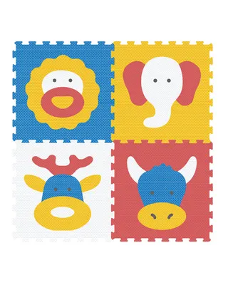 Tapis puzzle aux visages d’animaux en couleurs