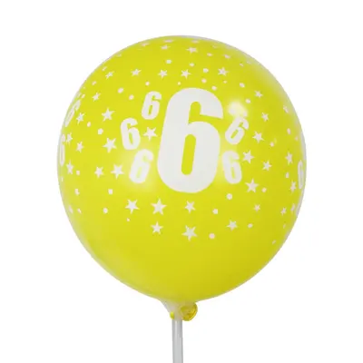 Six ballons jaunes à motif 6 – 30 cm
