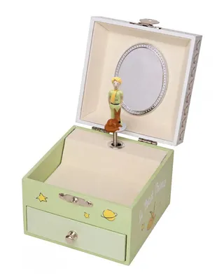Boîte à bijoux musicale phosphorescente du Petit Prince, cube vert