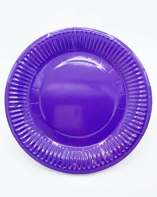 Lot de 10 assiettes violettes au pourtour rainuré
