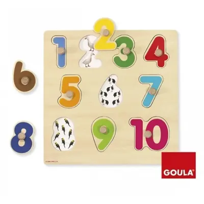 Compter avec les animaux : puzzle numérique en bois, 10 pièces