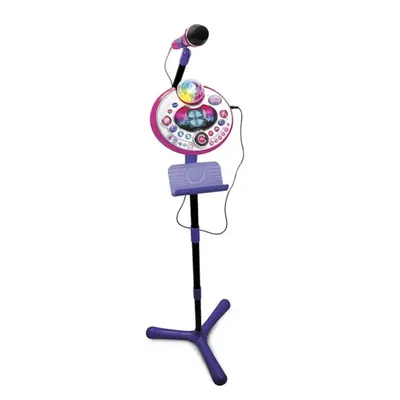 Micro karaoké sur pied Kidi Superstar avec boule disco rose