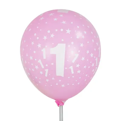 Ballons roses chiffre 1, lot de 6 – 30 cm