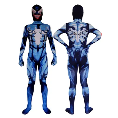 Combinaison de symbiote noir et bleu avec cagoule – XL