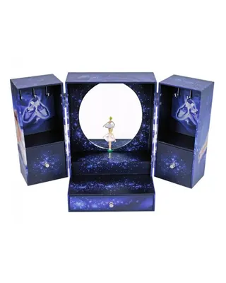 Boîte à bijoux musicale bleu nuit avec danseuse et miroir