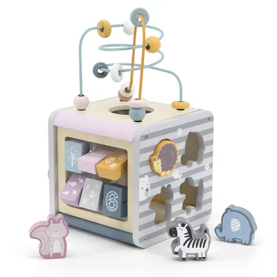 Cube Bois 5 Activités PolarB Animaux et Chiffres Viga Toys 24M+