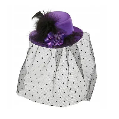 Mini bibi violet à voile noir ponctué