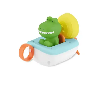 Bateau de bain à remontoir et crocodile gicleur 12 mois+