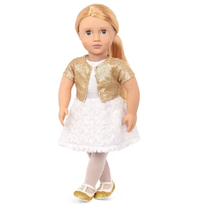 Hope, poupée de 46 cm en robe blanche et boléro doré