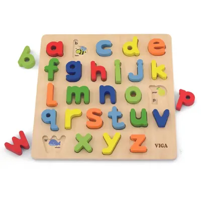 Puzzle Encastrement Alphabet Minuscules Bois 26 Lettres Viga Toys 3 Ans+