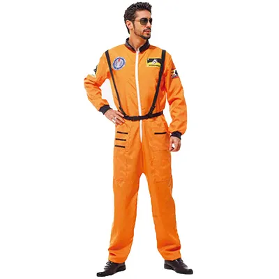 Déguisement spatial orange avec ceinture à bretelles