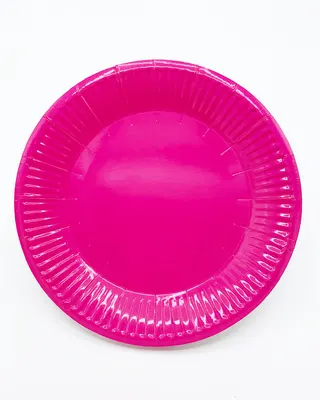 Assiettes rondes rose vif au rebord plissé, par 10