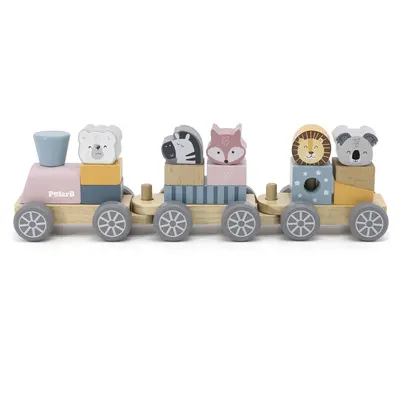 Train de Jeu Animaux et Formes en Bois 18M+