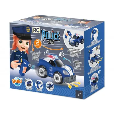 Voiture de police à assembler et piloter, tournevis-télécommande 3+