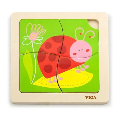 Puzzle Plat Coccinelle 4 Pièces Bois Viga Toys 12M+