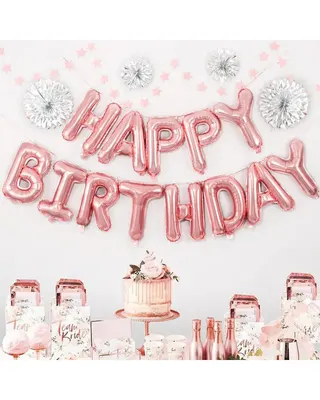 Décor mural « Happy Birthday » en ballons bronze