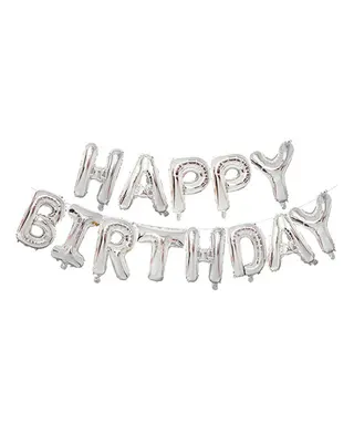 Guirlande de lettres ballon argentées « Happy Birthday »
