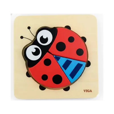 Puzzle Coccinelle en Bois Épais 4 Pièces Viga Toys 18M+