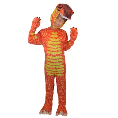 Costume T-Rex enfant rouge-orangé avec coiffe