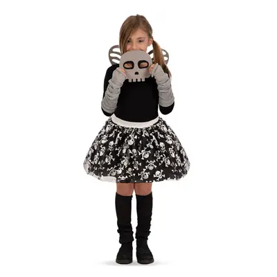 Kit Halloween enfant avec jupe à crânes, masque et ailes
