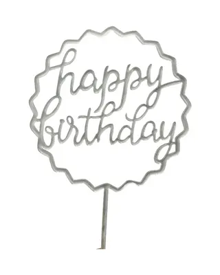 Pique blanc festonné « Happy Birthday » pour gâteau