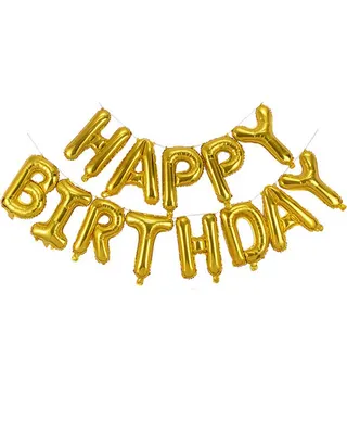 Bannière anniversaire dorée à lettres gonflables, 13 pièces