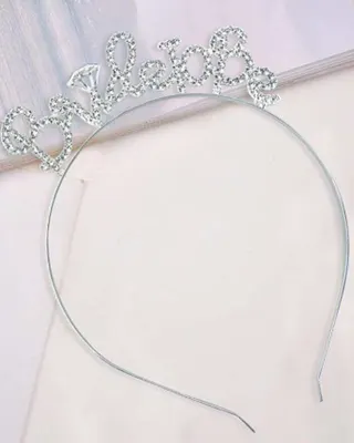 Bandeau argenté « Bride to be » orné de perles