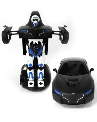 Voiture sportive noire transformable en robot RS