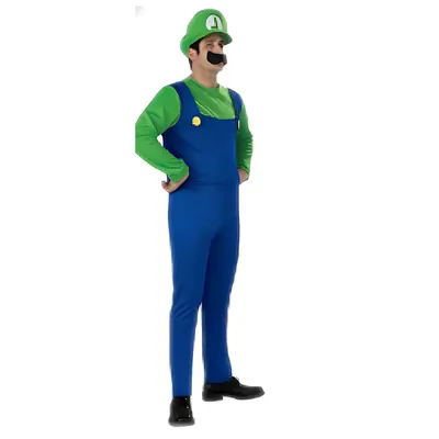 Costume Luigi vert et bleu, casquette à L – taille S