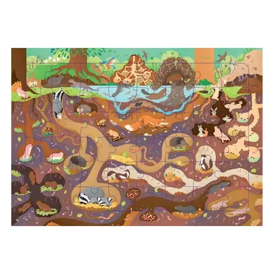 La faune des terriers : puzzle 48 pièces dès 4 ans