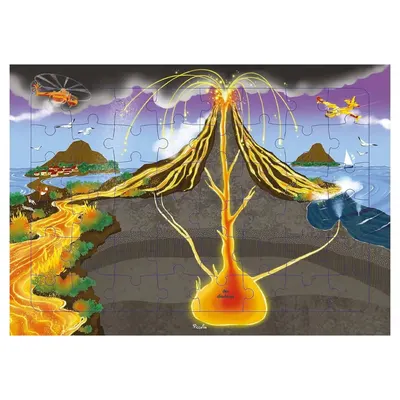 Puzzle volcan en éruption, 48 pièces dès 4 ans