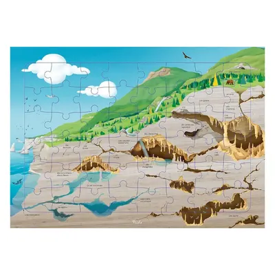 À la découverte des grottes : puzzle illustré, 48 pièces