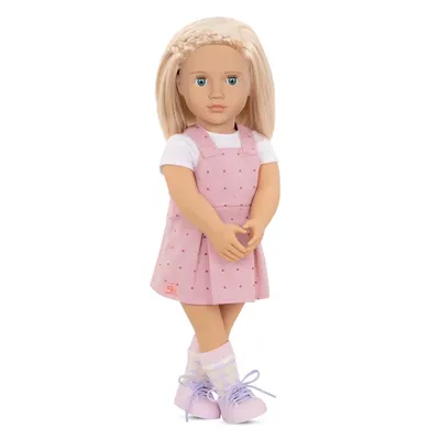 Naty, poupée de 46 cm en robe salopette rose