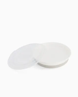 Assiette plate blanche à couvercle, base antidérapante dès 6 mois