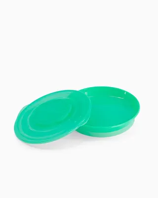 Assiette verte avec couvercle à clic et base antidérapante, dès 6 mois