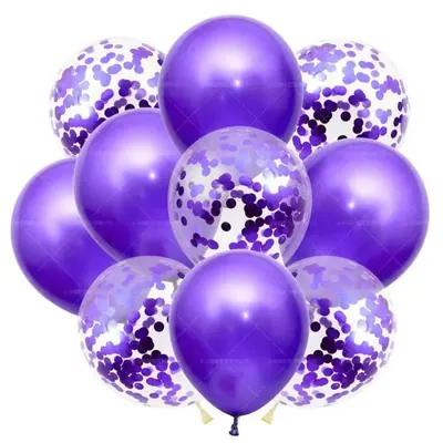 Ballons mauves et confettis violets, lot de 10