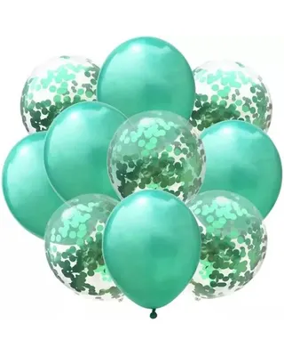 Éclat vert : 10 ballons unis et à confettis