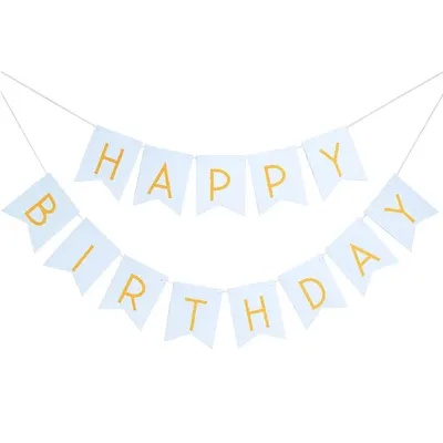 Bannière à fanions bleu clair « Happy Birthday »