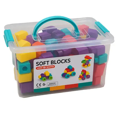 Coffret de 66 blocs souples multicolores avec boîte à poignée