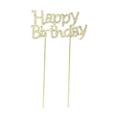 Pique à gâteau doré « Happy Birthday » orné de strass