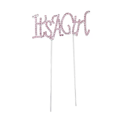 Cake topper rose « It’s a Girl » à lettres ornées de strass