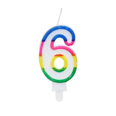 Bougie numéro 6 aux bandes colorées pour gâteau