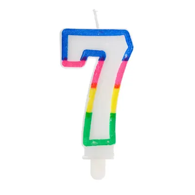 Bougie numéro 7 à bordure multicolore