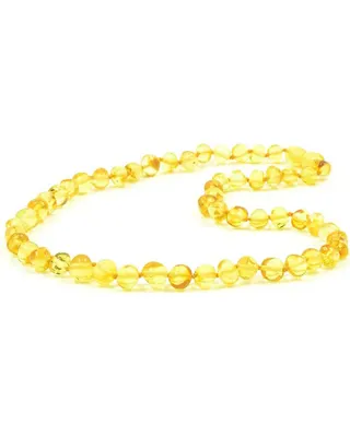 Collier bébé en ambre jaune à perles rondes