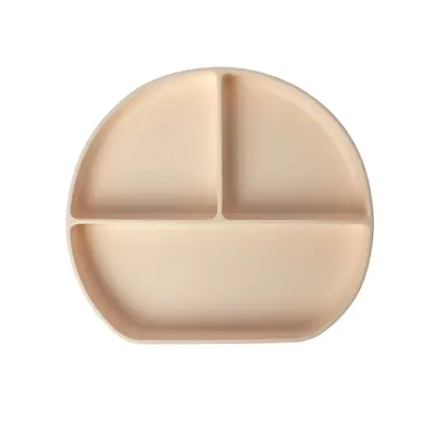 Assiette bébé crème à trois compartiments avec ventouse, 4M+
