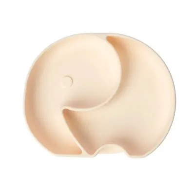 Assiette en silicone crème à silhouette d’éléphant, dès 4 mois
