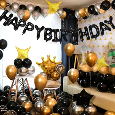 Kit de fête noir : ballons, couronne et accessoires d’anniversaire
