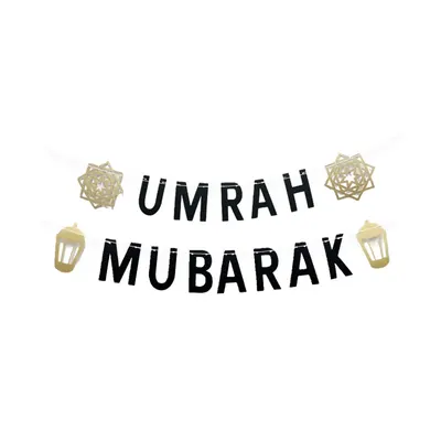 Guirlande Umrah Mubarak à ornements dorés, 400 cm