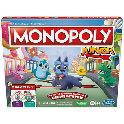 Jeu Monopoly Junior à plateau réversible, deux niveaux dès 4 ans